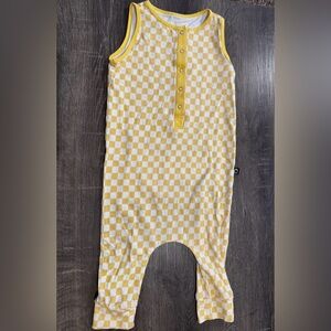 RAGS Yellow and White Checkered Sleeveless Romper